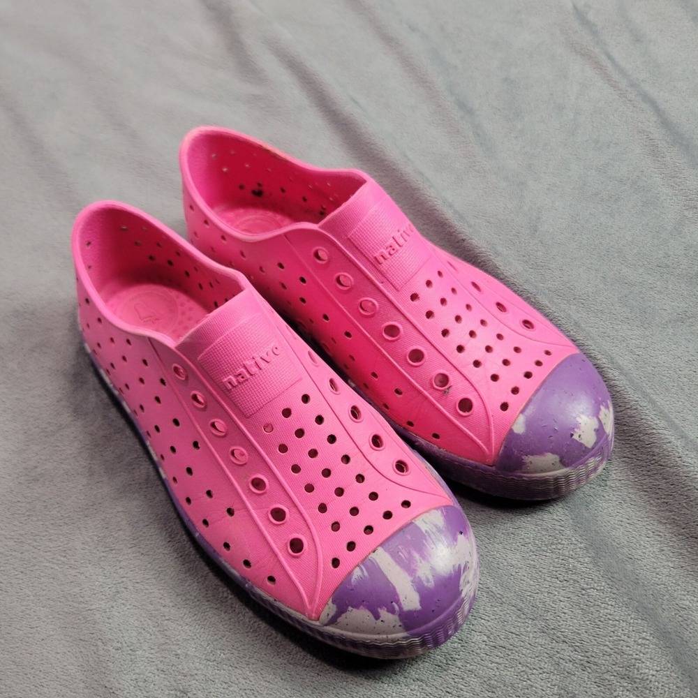 Native Kids Pink & Purple Jefferson Slip-On Shoes Junior Size 1 Rubber Summer
